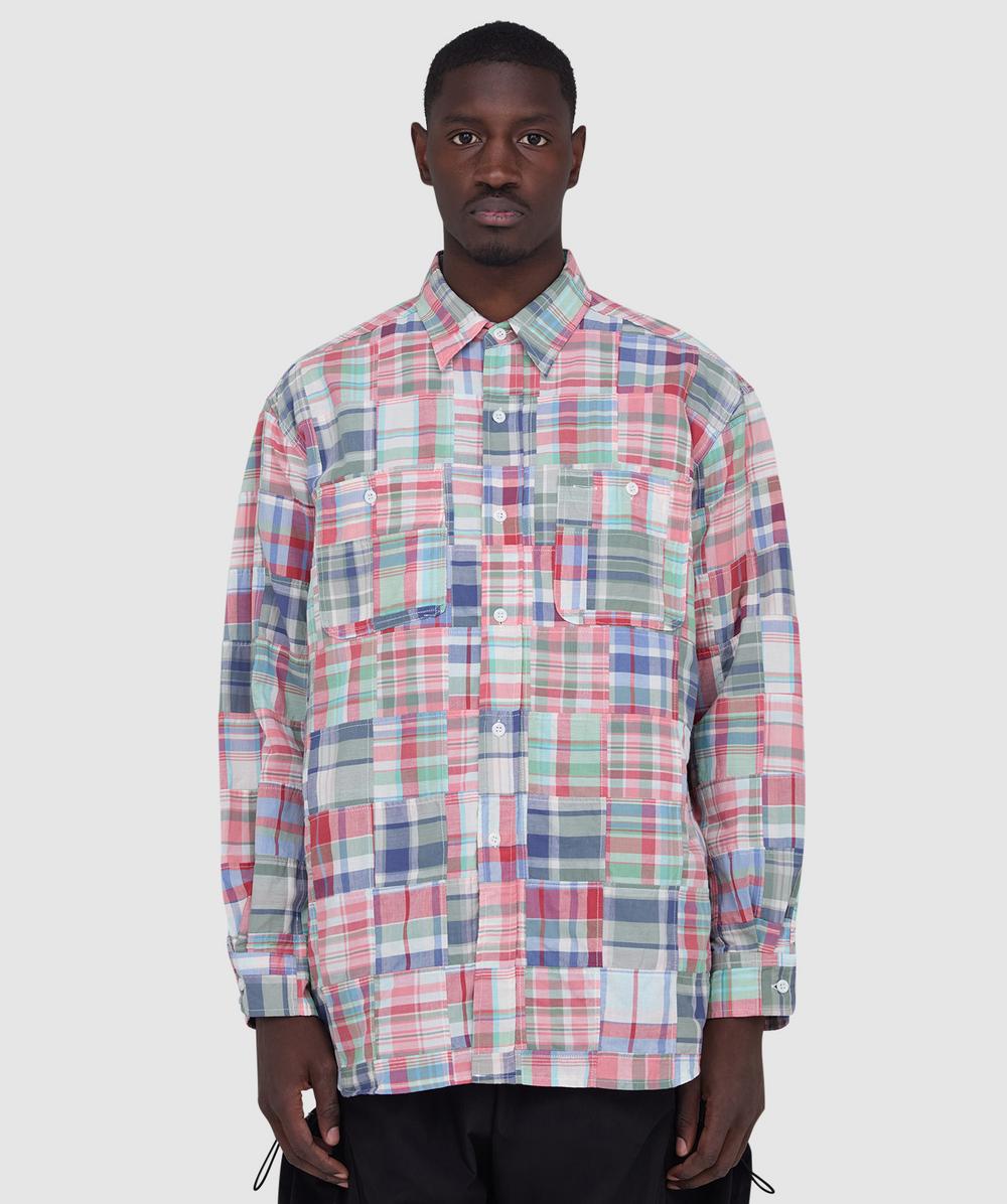 Beams Plus Work patchwork madras shirt | PINK | SEVENSTORE