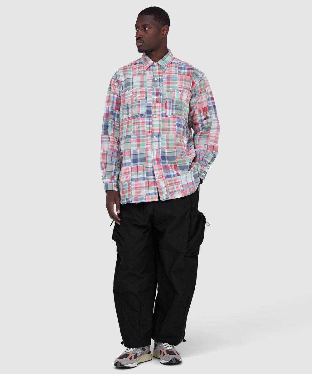Beams Plus Work patchwork madras shirt | PINK | SEVENSTORE