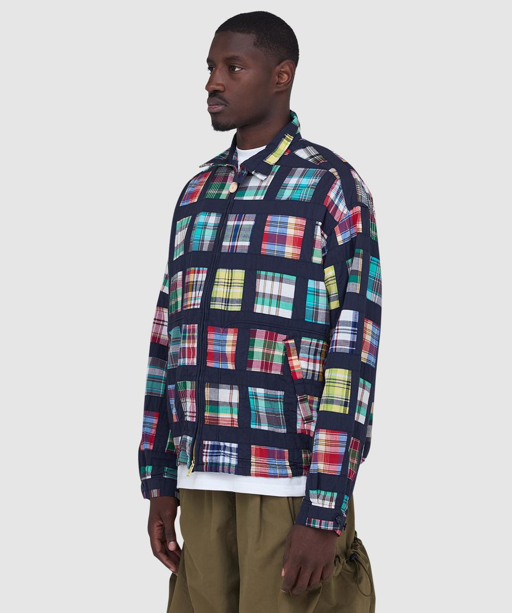 Beams Plus Short window patchwork madras jacket | NAVY | SEVENSTORE