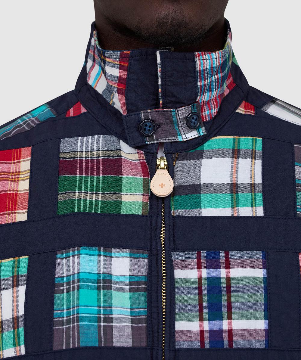 Beams Plus Short window patchwork madras jacket | NAVY | SEVENSTORE
