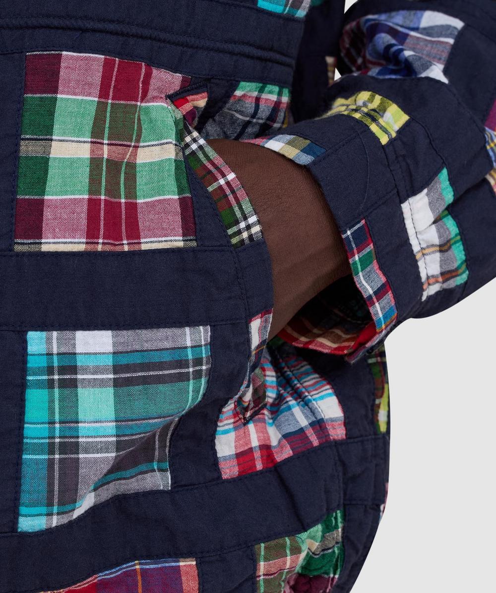 Beams Plus Short window patchwork madras jacket | NAVY | SEVENSTORE