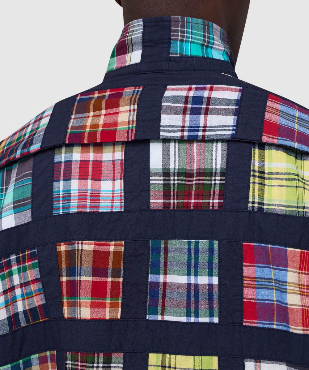 Beams Plus Short window patchwork madras jacket | NAVY | SEVENSTORE