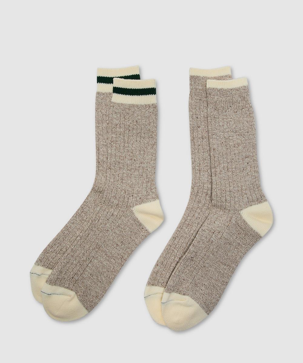 Beams Rag Two-pack Striped Ribbed-knit Socks In Gray