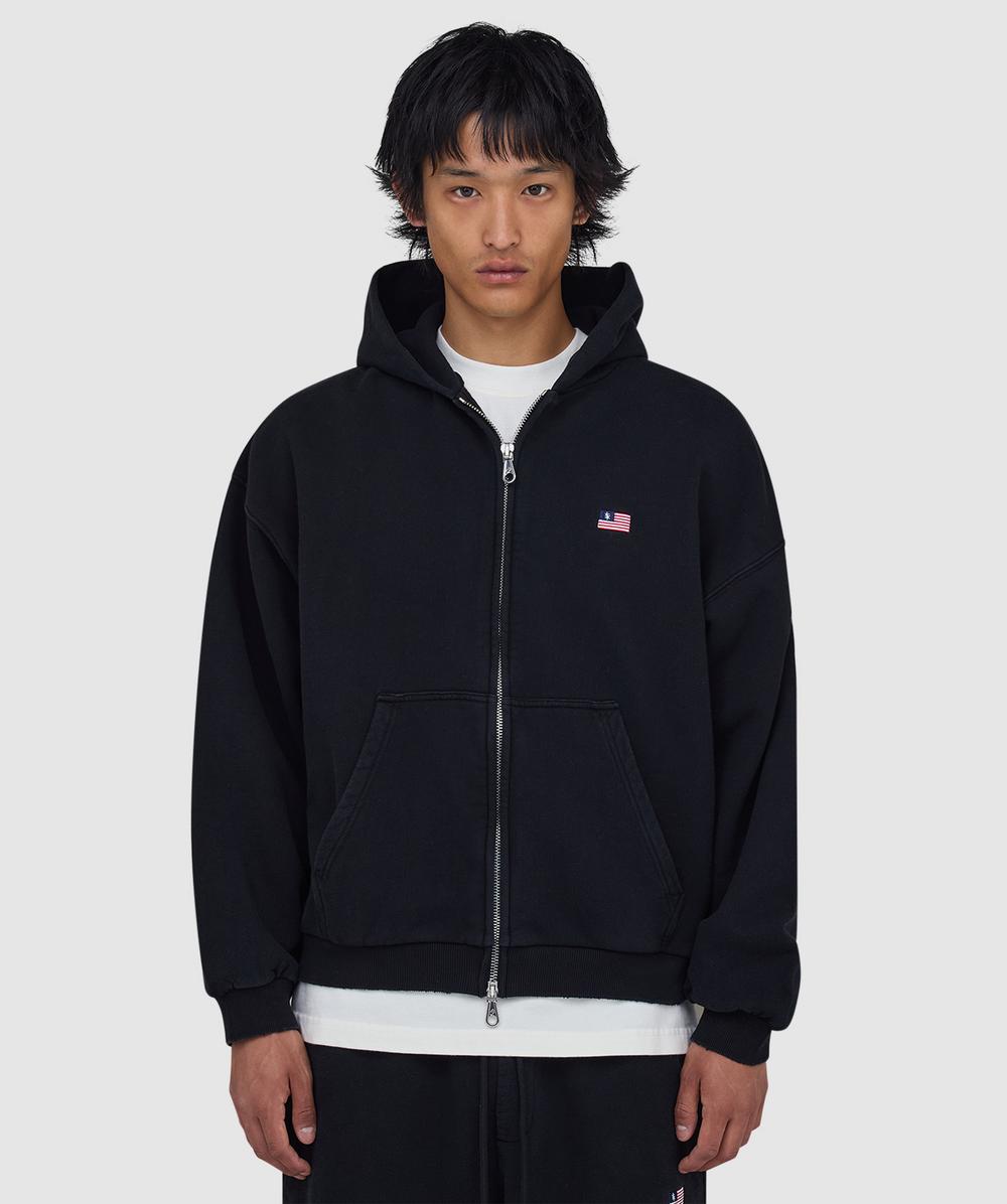 Cole Buxton Mini Flag Full Zip Hoodie (Vintage Black - S) - Size S, Male