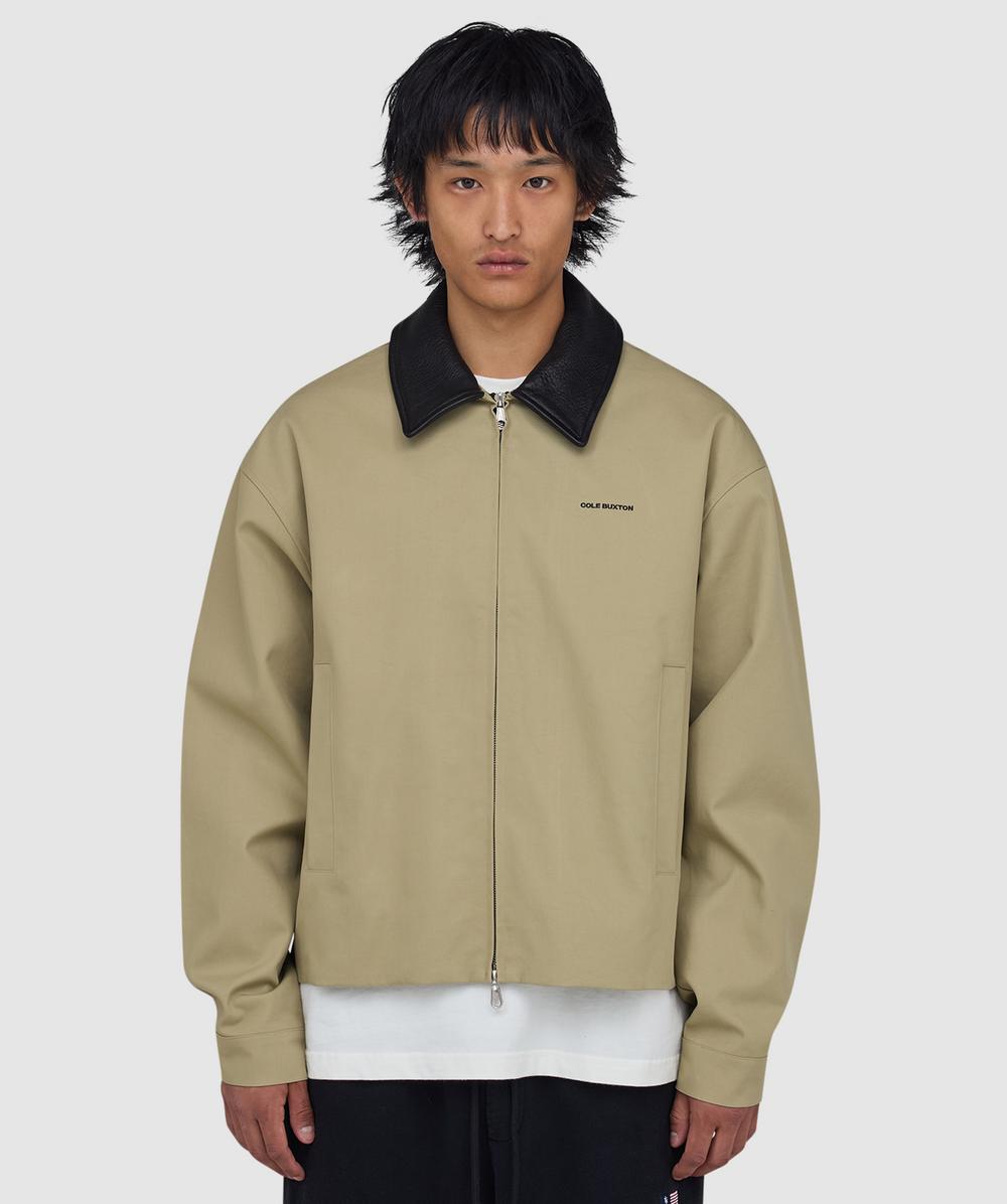 Cole Buxton Leather collar overshirt | SAND | SEVENSTORE