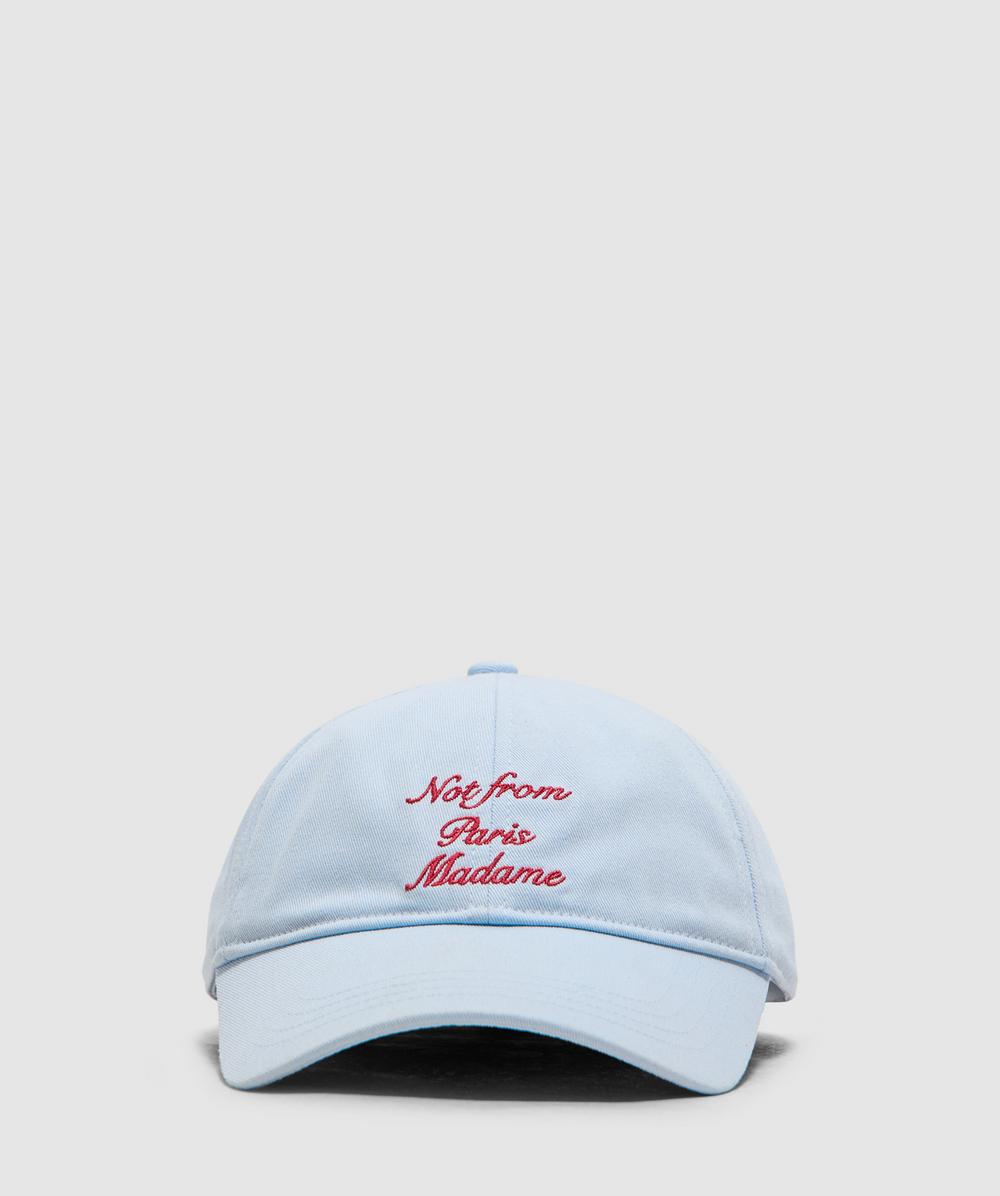 Drôle De Monsieur Calligraphy Slogan Cap In Blue