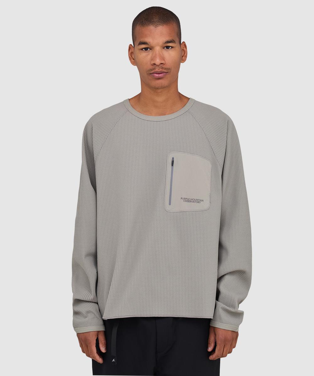 Purple Mountain Observatory Waffle Long Sleeve T-shirt In Gray