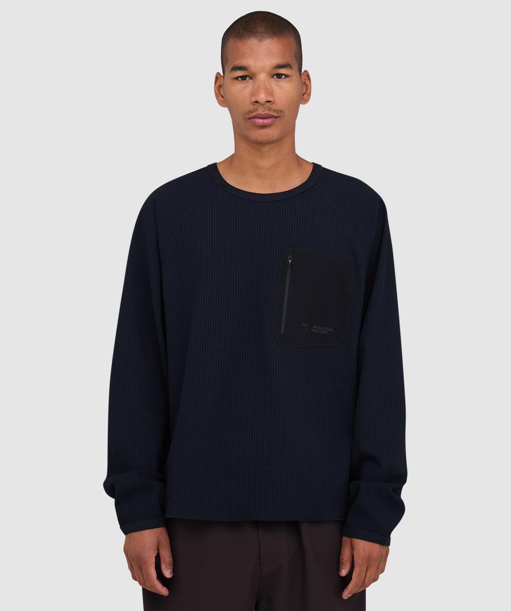 Purple Mountain Observatory Waffle Long Sleeve T-shirt In Black