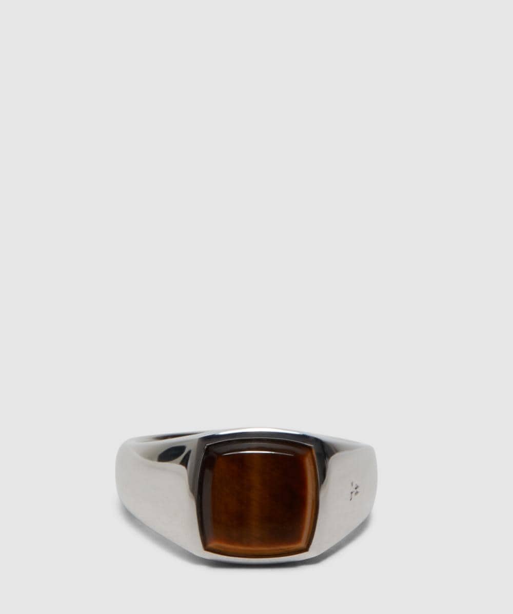 Tom Wood Tiger Eye Kay Ring In Silver