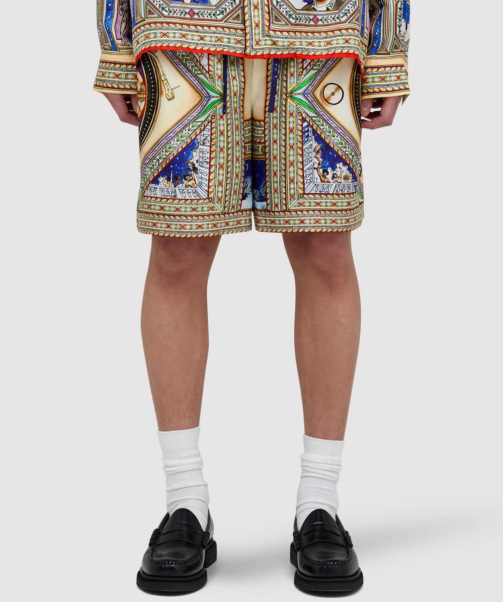 Casablanca Men's Multi Plafond Orne De Musique Silk Short (Assorted - Xl) - Size Xl