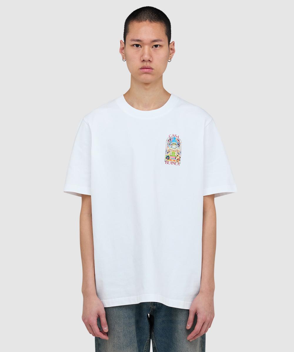 Casablanca Tennis landscape classic t-shirt | WHITE | SEVENSTORE