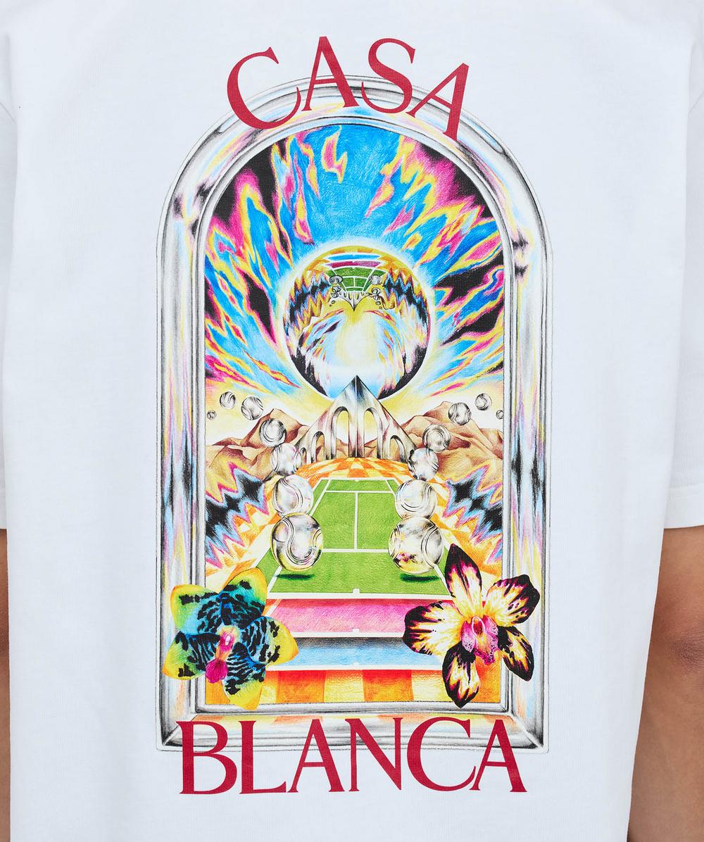 Casablanca Tennis landscape classic t-shirt | WHITE | SEVENSTORE