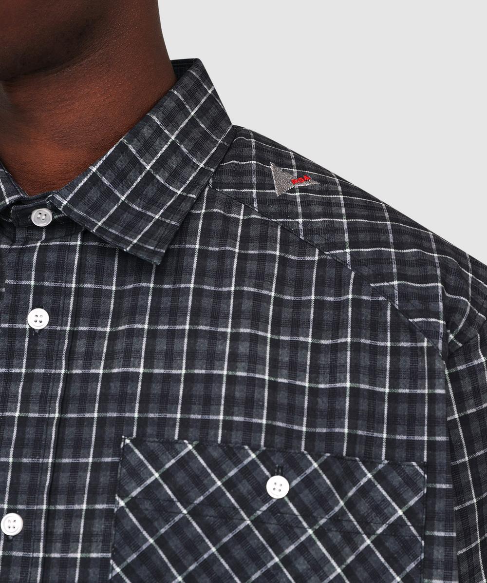 ROA Aair floweave printed check shirt | Grey | SEVENSTORE