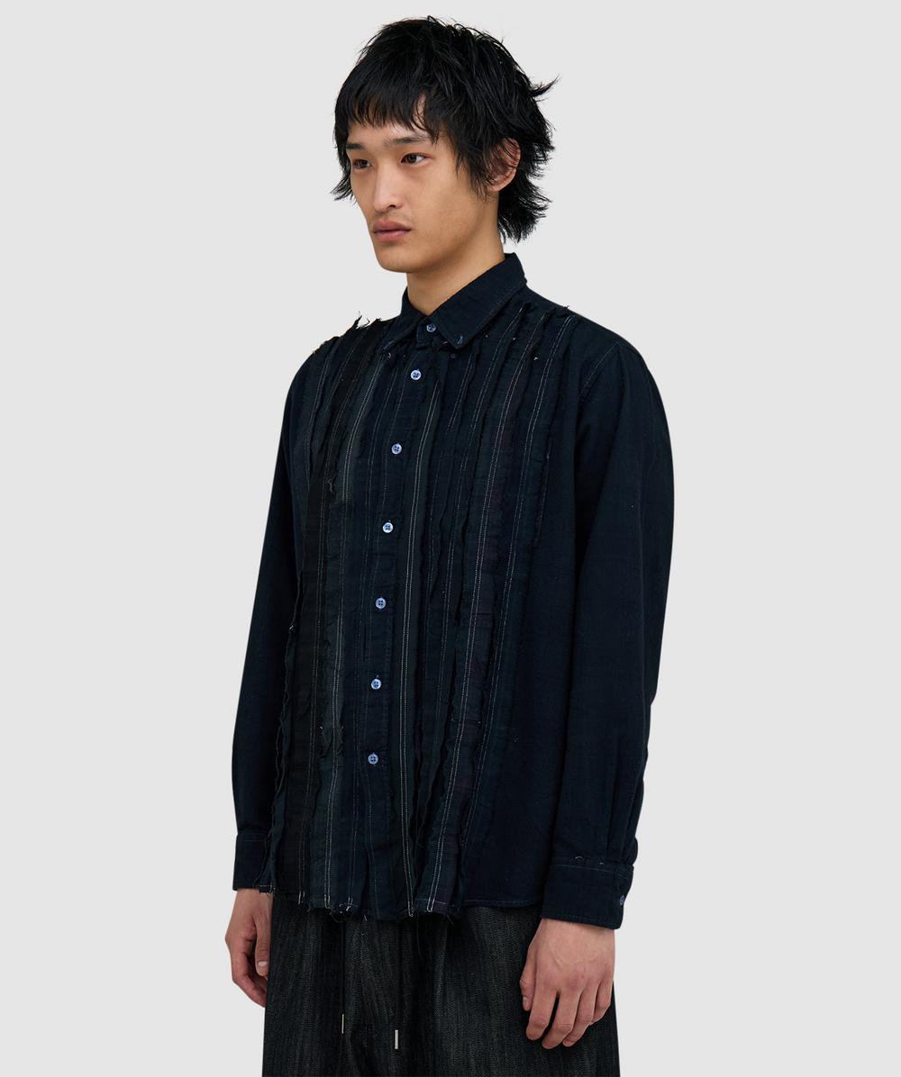 トップス Rebuild by Needles Ribbon Wide Shirt Needles Ribbon wide flannel shirt | BLACK | SEVENSTORE