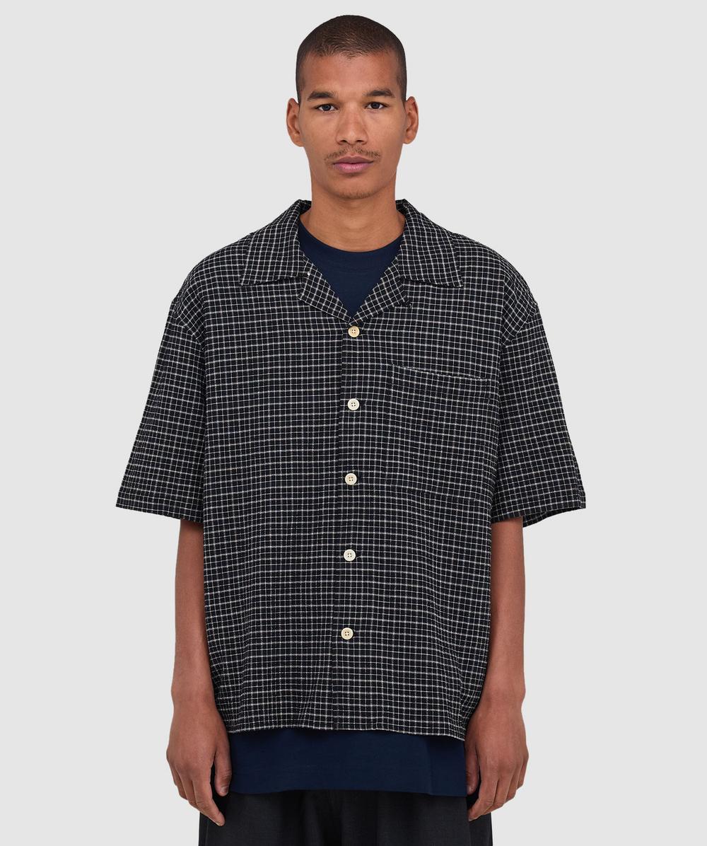 Cafe Mountain Loose Check Vacation Shirt In Black