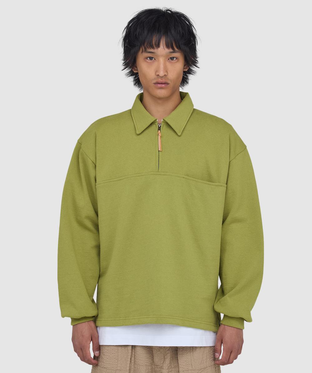Cafe Mountain Quarter Zip Heavy Sweatshirt In Green