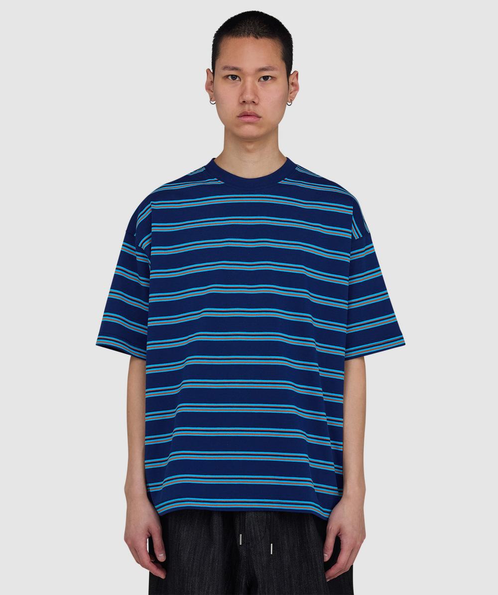 Beams Stripe T-shirt In Blue
