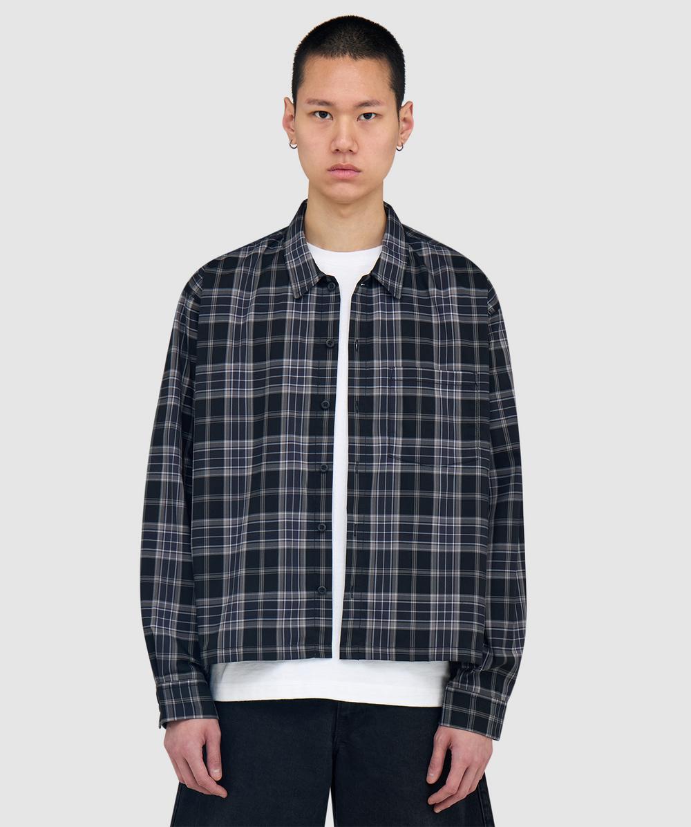 Beams Check Short Sleeve Shirt In Black