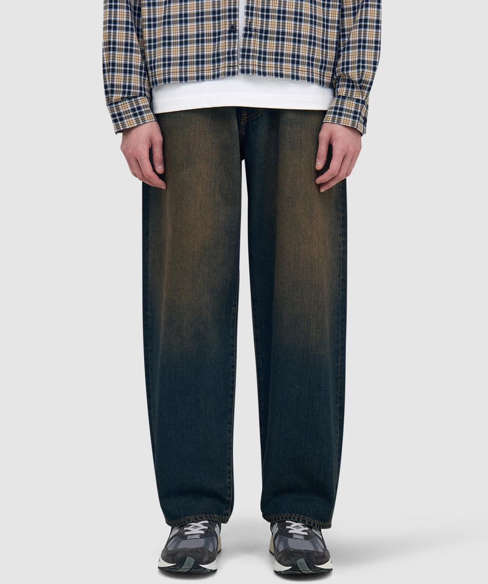 Beams Wide Denim Jean In Black