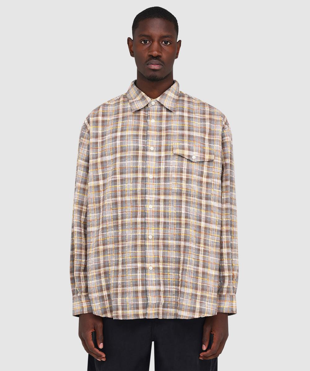 FrizmWORKS Uneven Check Shirt (Yellow - M) - Size M, Male