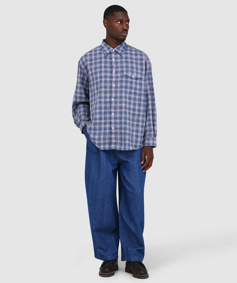 Y's ワイズ 美品 DEFORMATION CHECK BLOUSE 2 FrizmWORKS Uneven check shirt | BLUE | SEVENSTORE