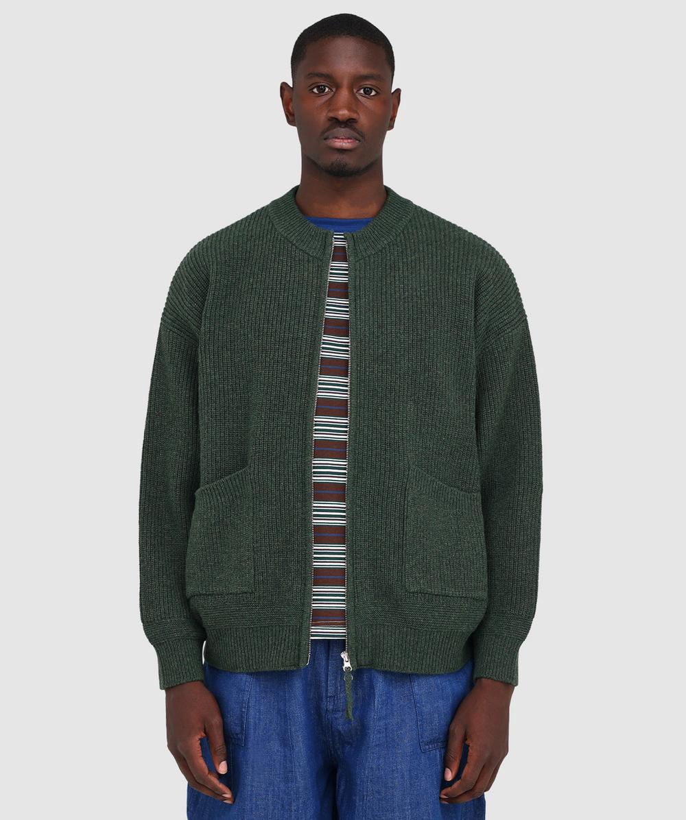 Frizmworks Wool Deck Zip Up Cardigan In Green