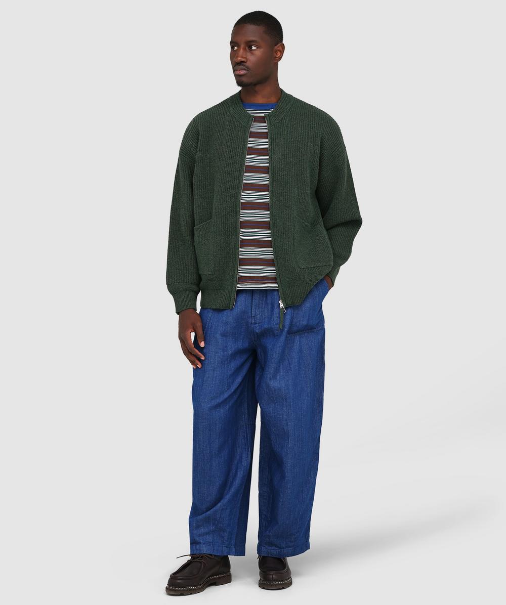 FrizmWORKS Wool deck zip up cardigan | FOREST GREEN | SEVENSTORE