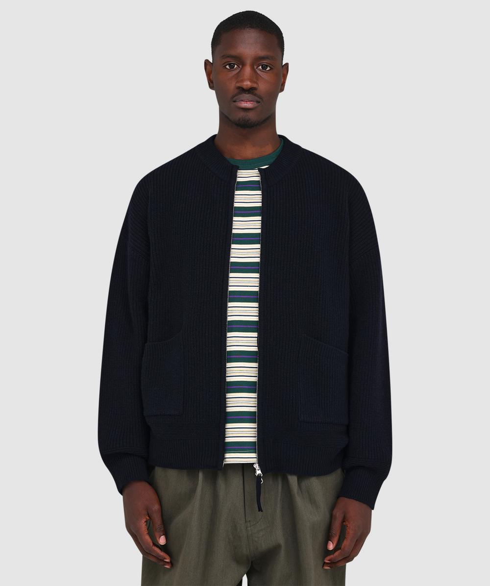 Frizmworks Wool Deck Zip Up Cardigan In Blue
