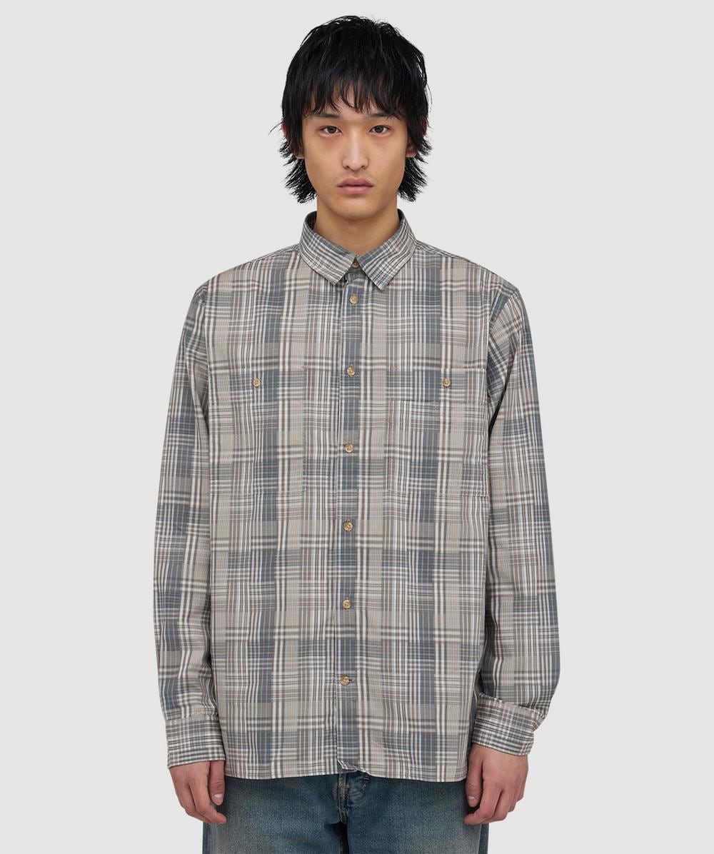 Barbour Maxwell Checked Patch Long Sleeve Shirt In Blue