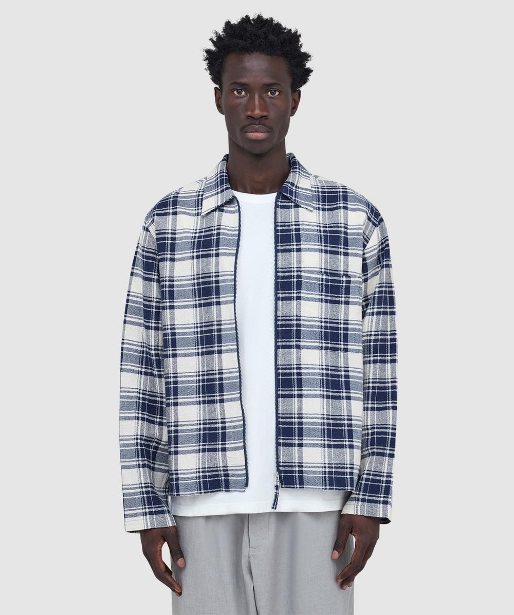 Universal Works Zip Shirt In Blue