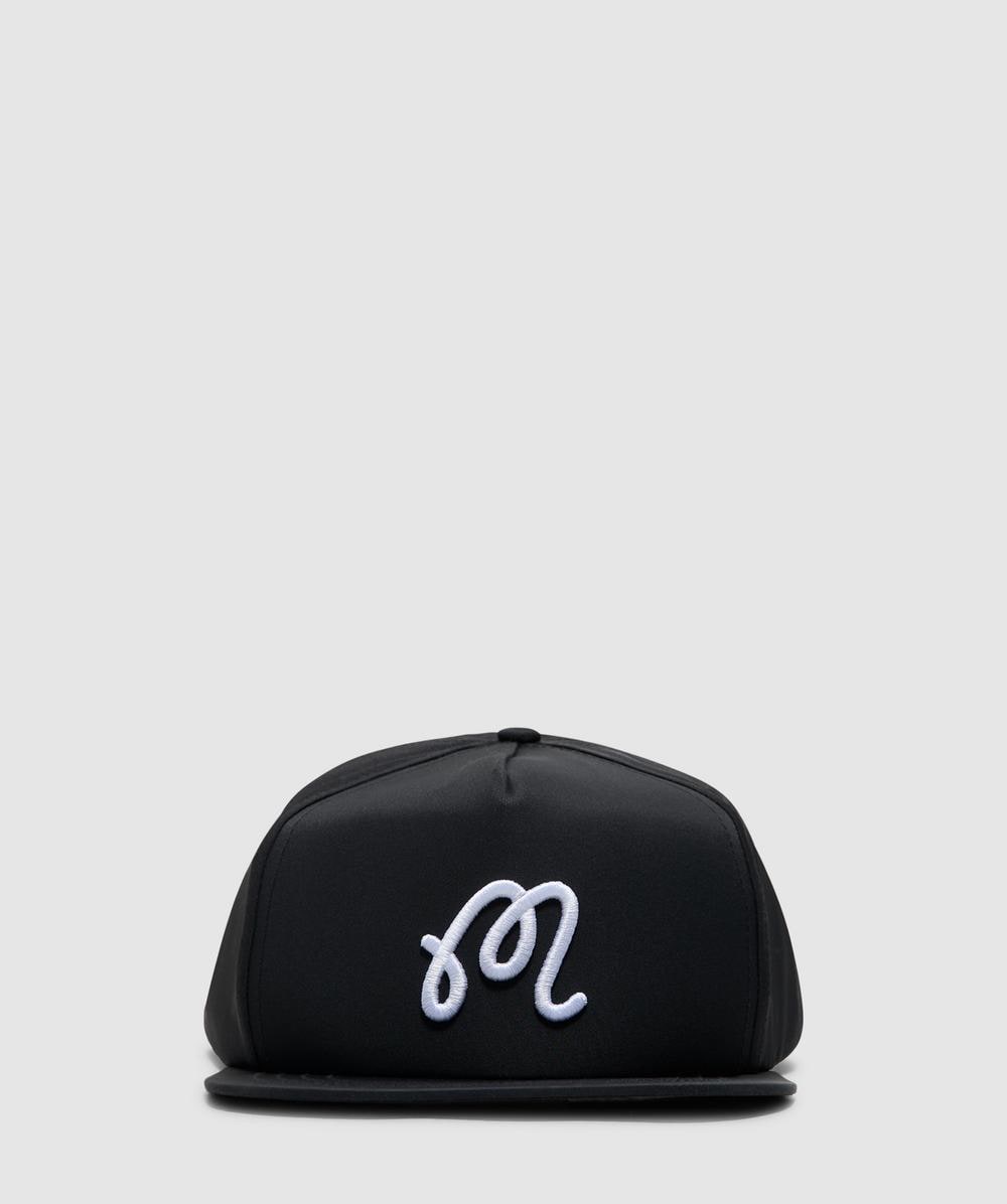 Malbon Golf M Script Logo Snapback In Black