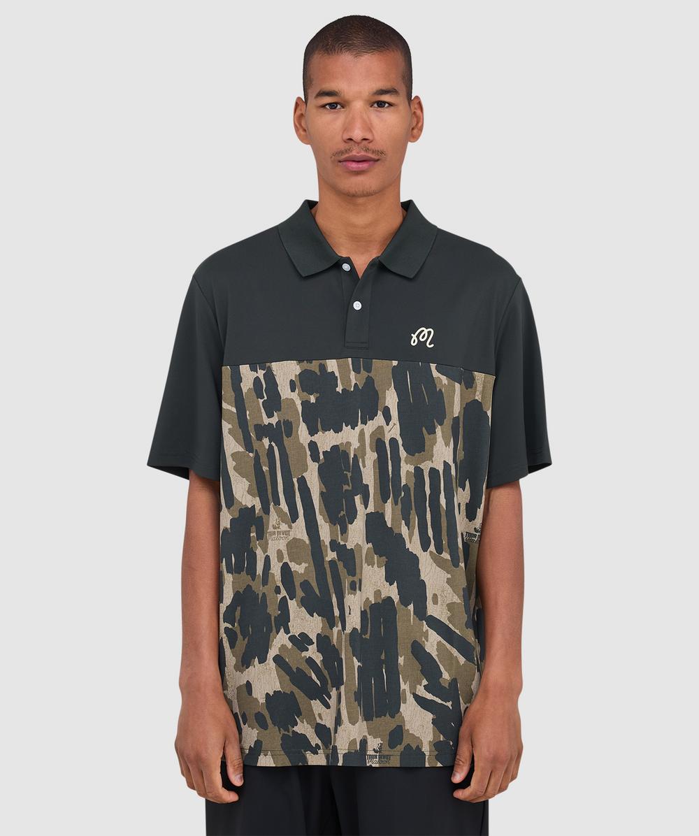 Malbon Golf Tour Divot Camo Polo Shirt (Bark Camo - Xl) - Size XL, Male