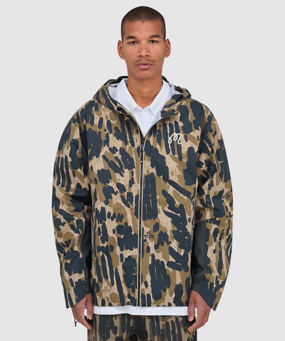 Malbon Golf Tour Divot Camo Rain Jacket In Green