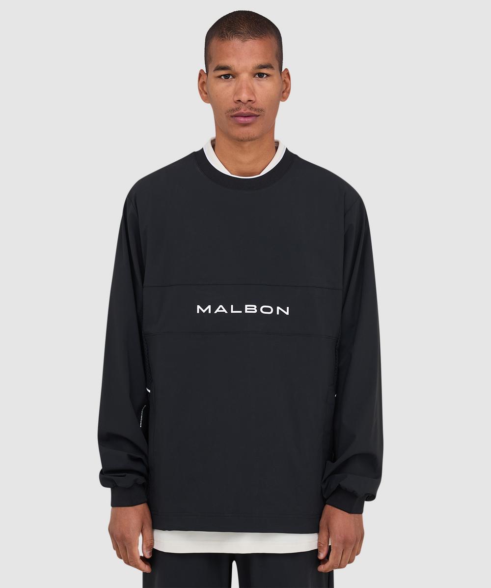 Malbon Golf Performance Crew Popover Sweater In Black