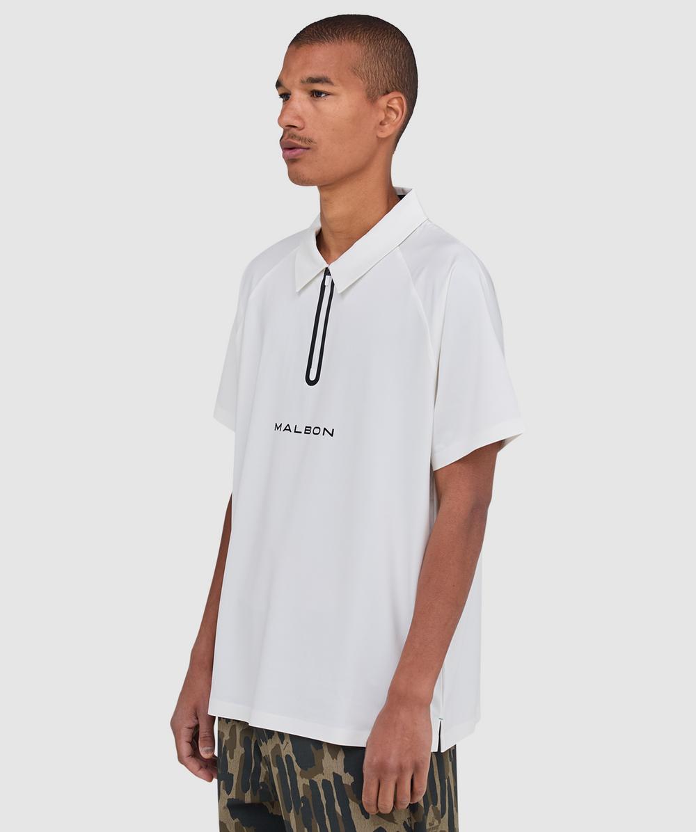 Malbon オフホワイトL Malbon Golf Performance zip polo shirt | WHITE | SEVENSTORE