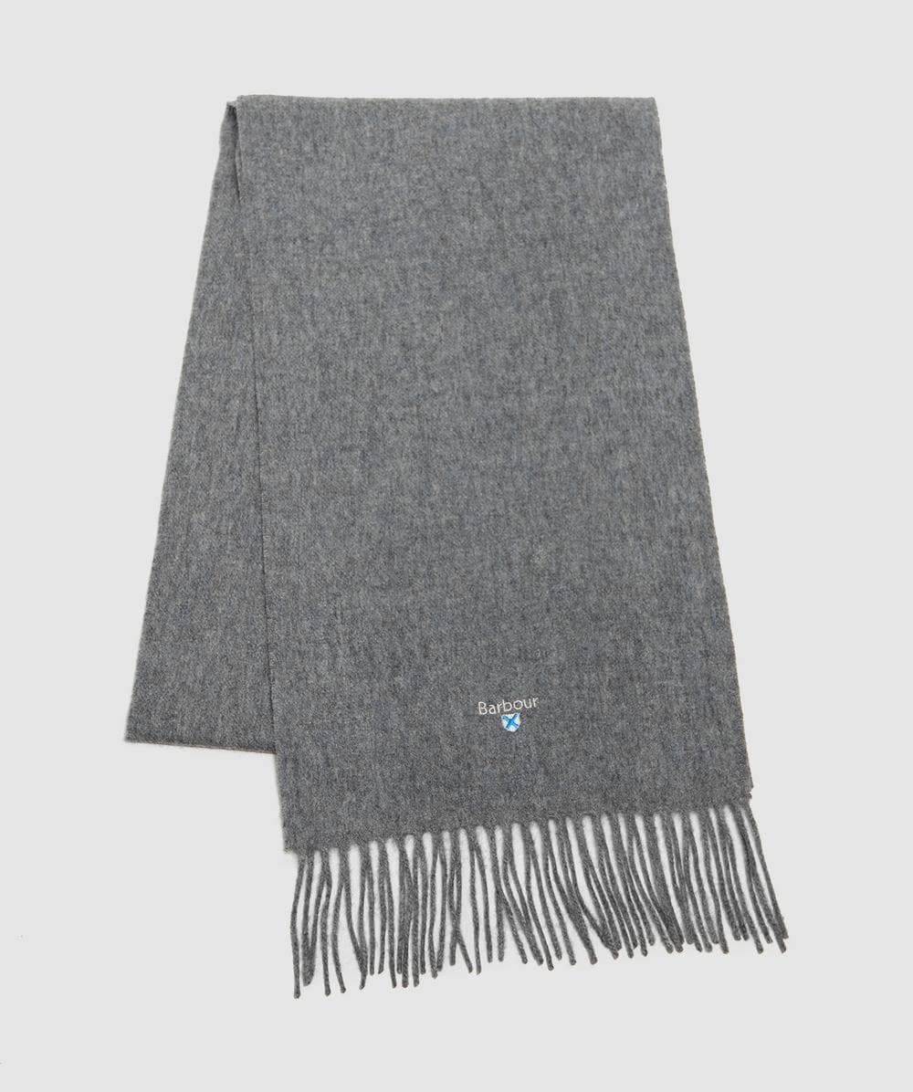 Barbour Plain Lambswool Scarf In Gray