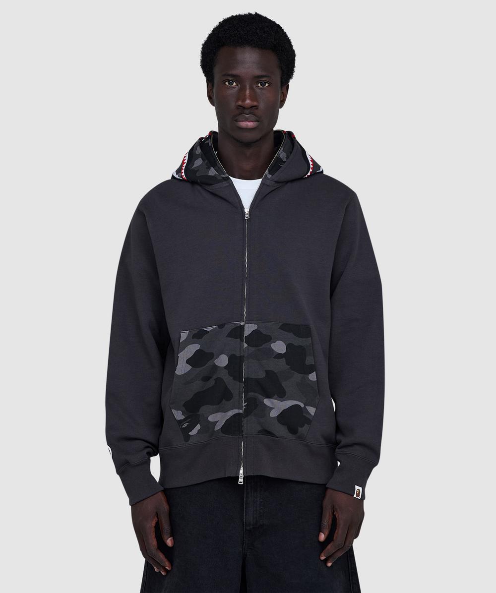 Bape - A Bathing Ape Colour Camo Shark Double Hoodie In Black