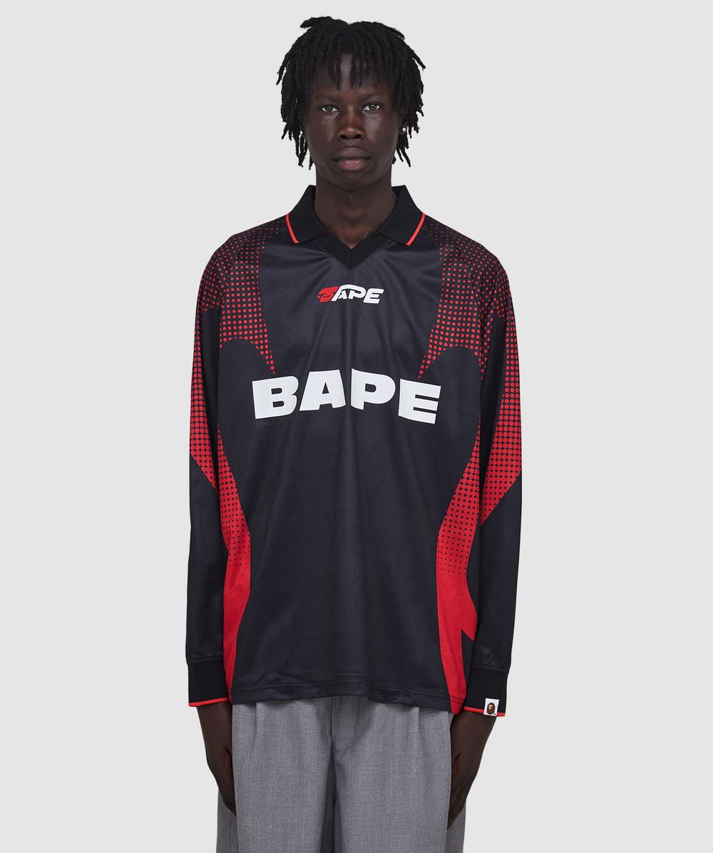 Bape - A Bathing Ape Ape Flame Monogram Football Jersey In Black
