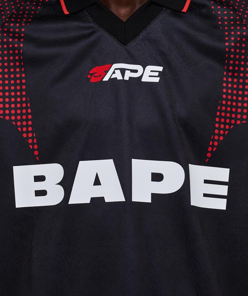 BAPE - A Bathing Ape APE Flame monogram football jersey | BLACK