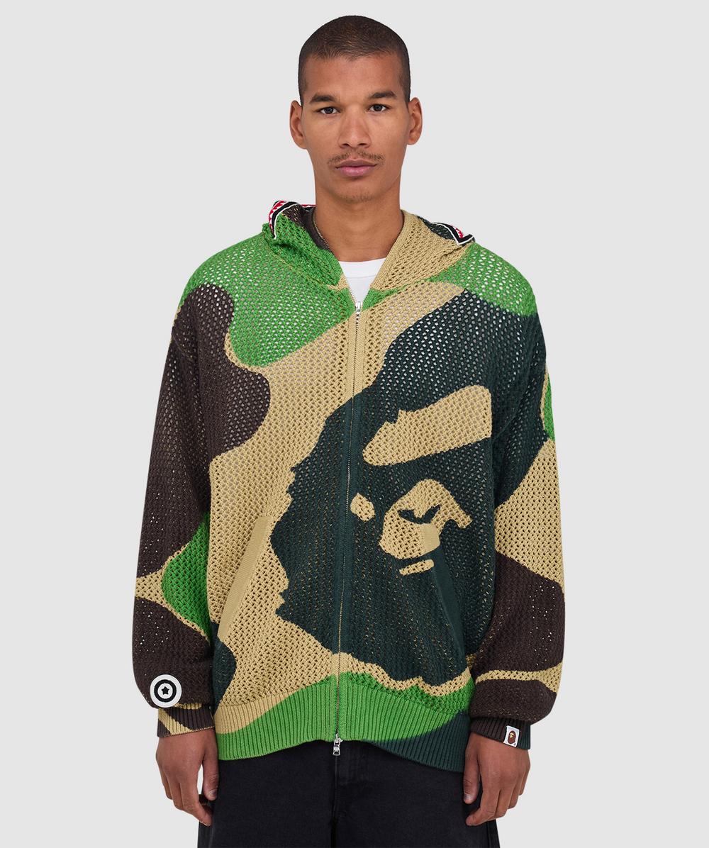 Bape - A Bathing Ape Abc Camo Crochet Shark Relaxed Fit Hoodie In Multi