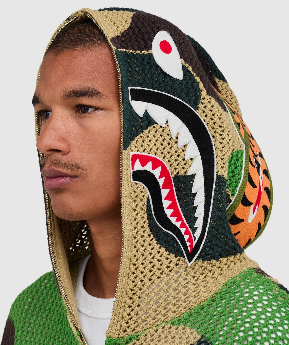 BAPE - A Bathing Ape ABC camo crochet shark relaxed fit hoodie
