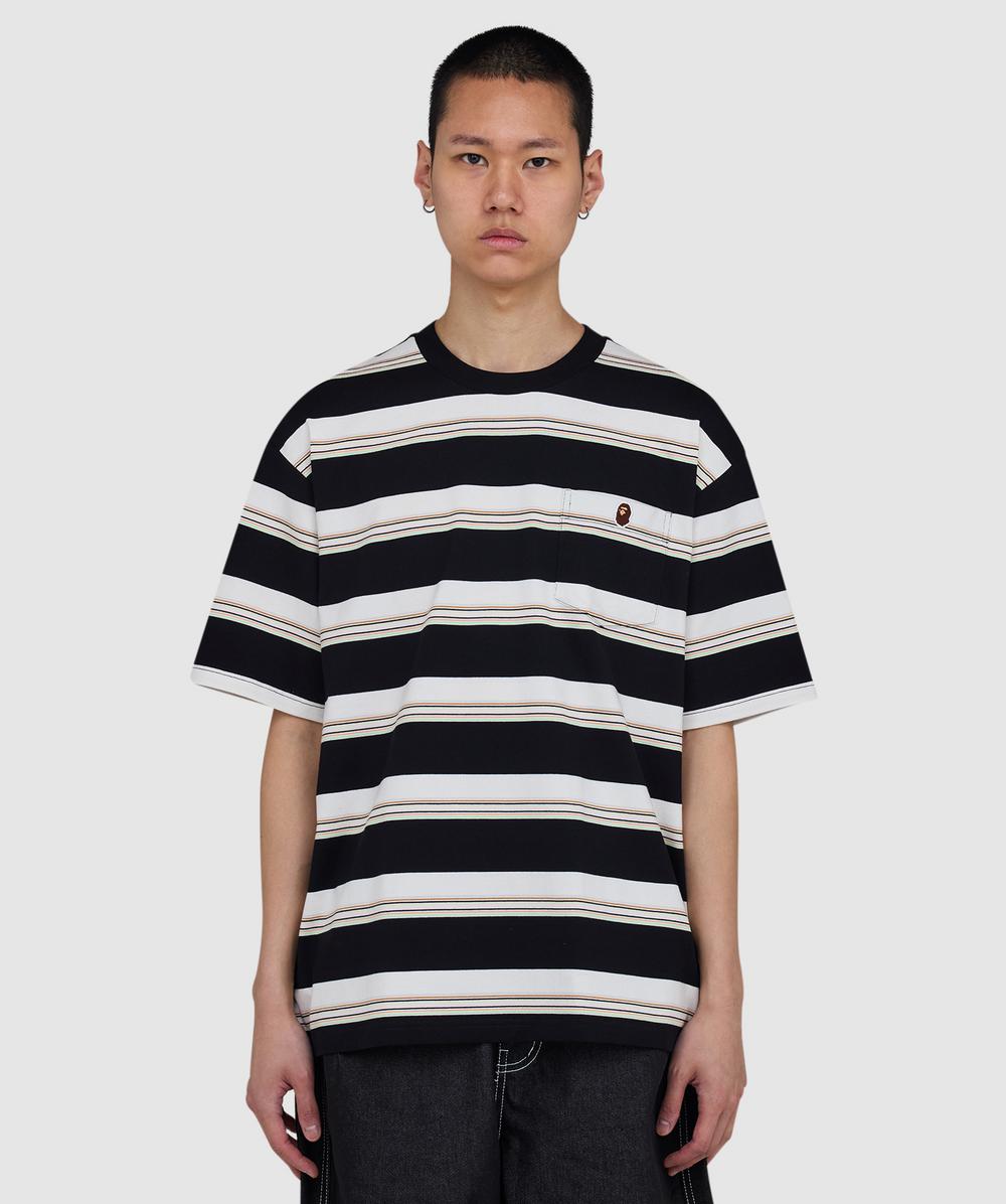 Bape - A Bathing Ape Stripe One Point Relaxed Fit Pocket T Shirt In Black