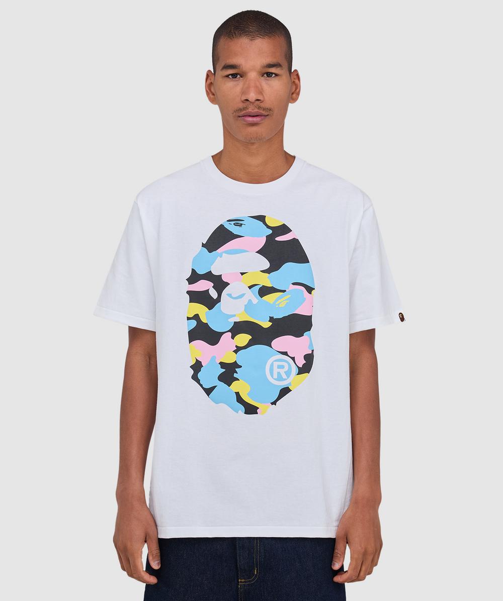Bape - A Bathing Ape New Multi Camo Big Ape Head T-shirt In White