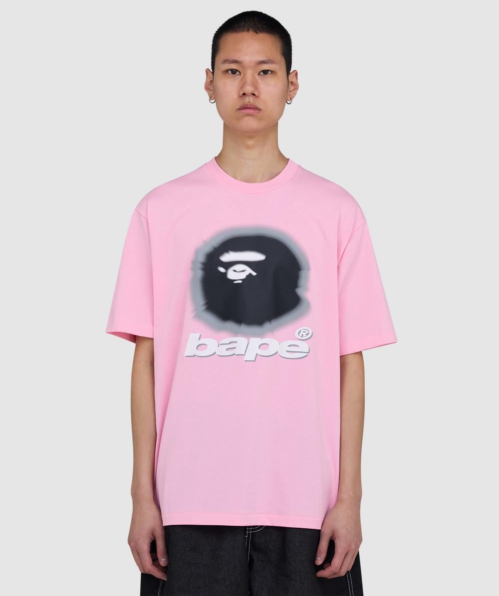 Bape - A Bathing Ape Spray Ape Head Relaxed Fit T-shirt In Pink