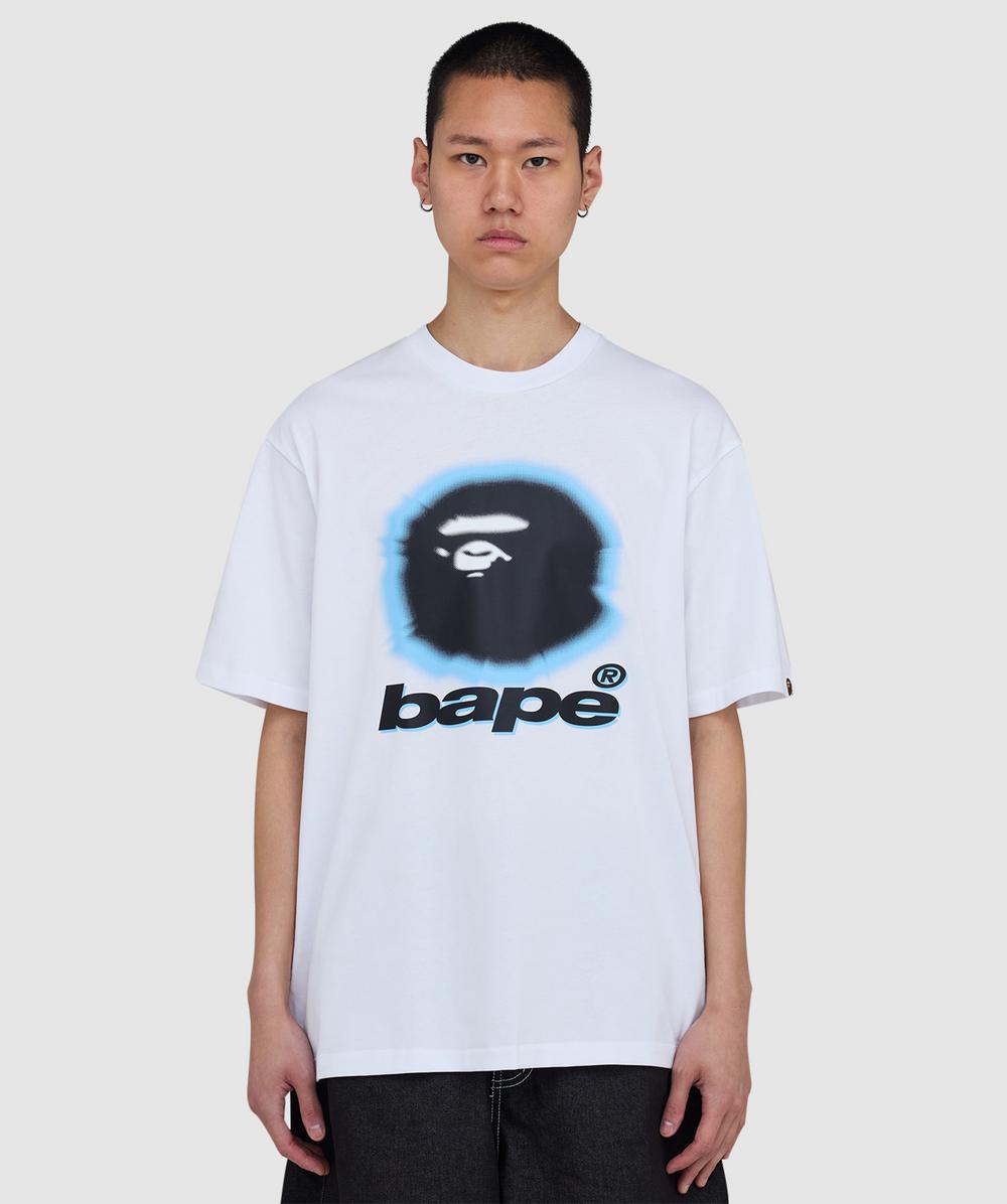 Bape - A Bathing Ape Spray Ape Head Relaxed Fit T-shirt In White