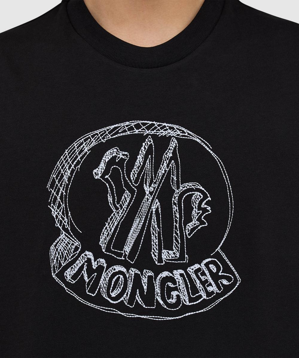 Moncler Large hand sketch logo t-shirt | BLACK | SEVENSTORE
