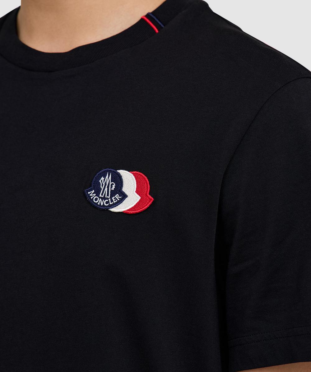 Moncler Tri logo t-shirt | BLACK | SEVENSTORE