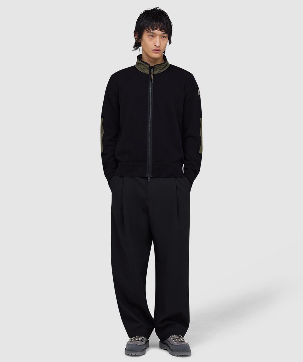 Moncler Contrast full zip knitted jacket | BLACK | SEVENSTORE