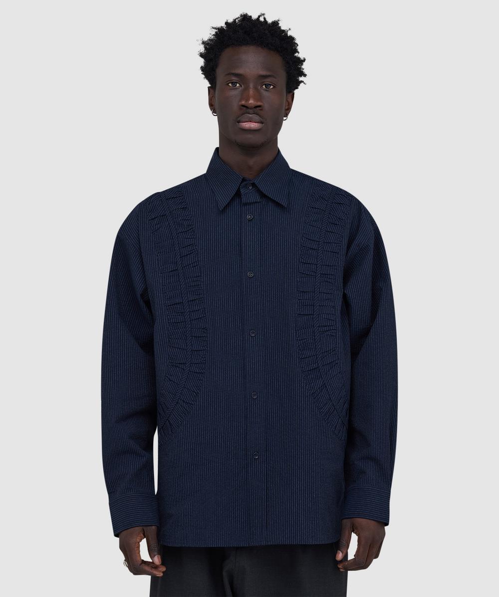 Sage Nation Fossil Stripe Shirt In Blue
