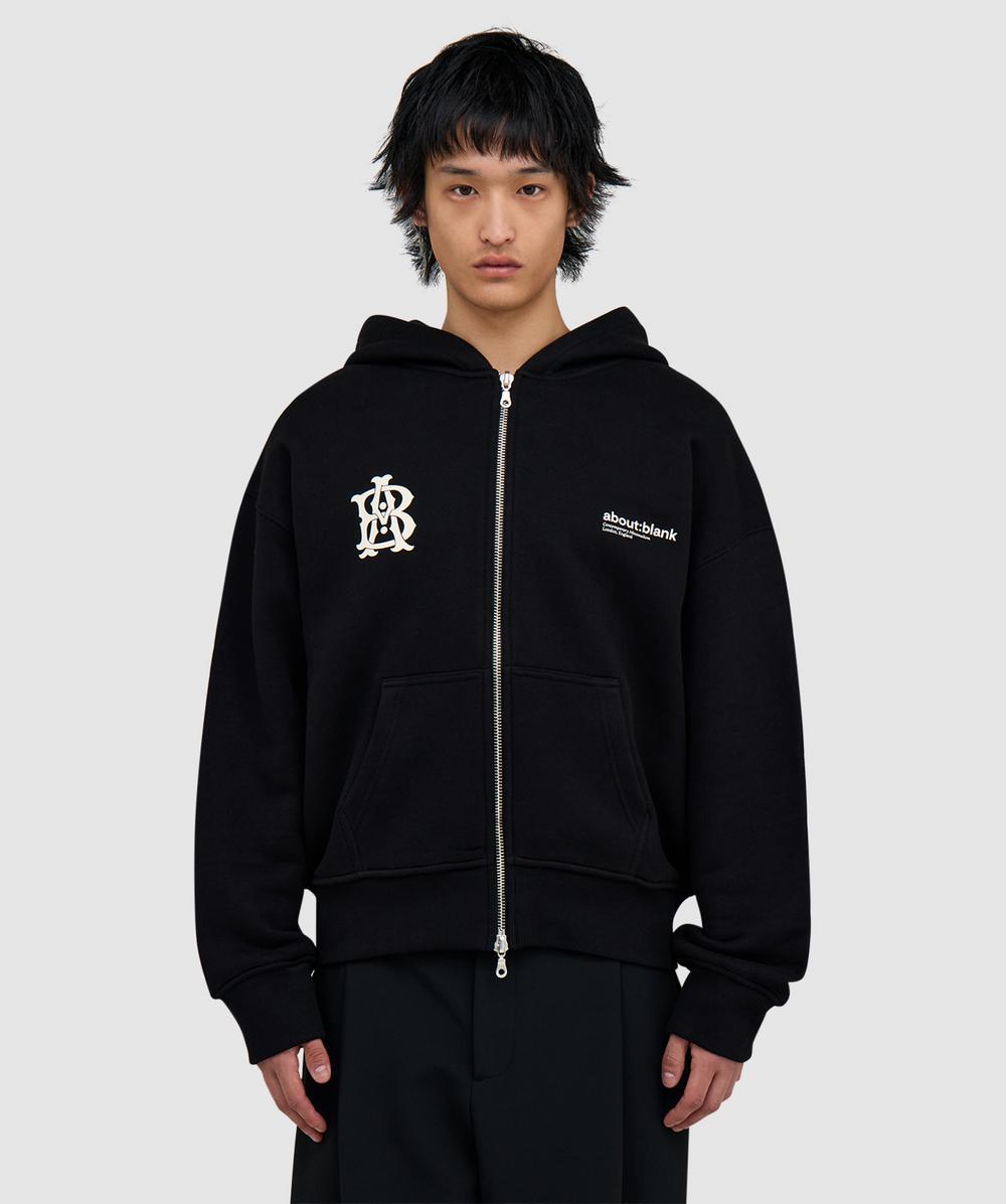 Aboutblank About:blank Dual Logo Zip Hoodie In Black